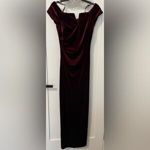 Size 8 Xscape Bridesmaid Dress, deep red, velvet - worn once